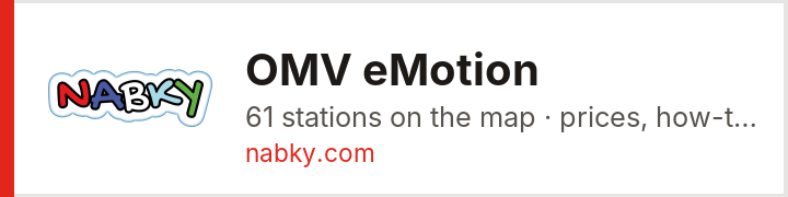 OMV eMotion – mapa nabíjacích staníc na nabky.com