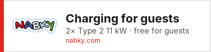 Charging for guests – AgeVolt Zemplínske Hámre, RHOLL Pension & Restaurant – nabky.com